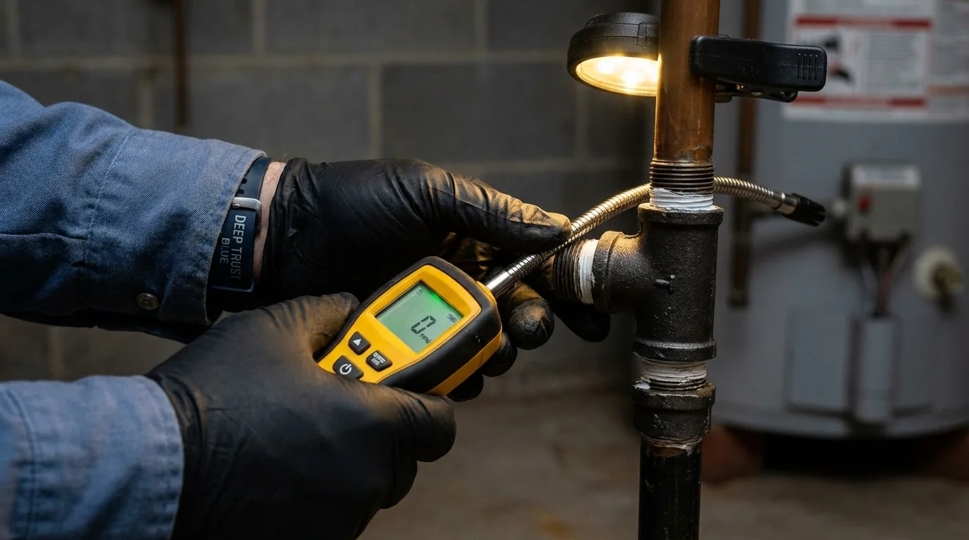 Gas leak detection with electronic sniffer by Johns Plumbing LLC in Bloomington